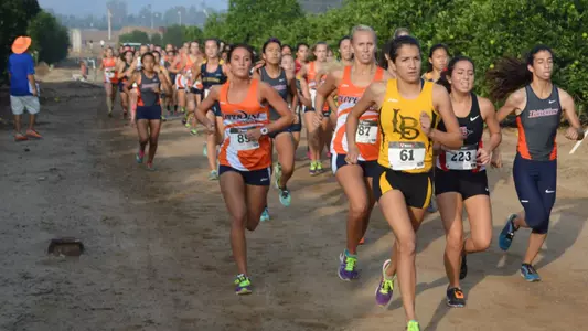 Sophomore Mikayla Florez was the top runner for the Beach at the Titan Invitational.  (Photos by Andy Sythe/LBSU)