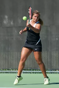 Sophomore Antonella Santeusanio teamed up with freshman Georgie Sanders to take home a doubles win Sunday at CSUN.