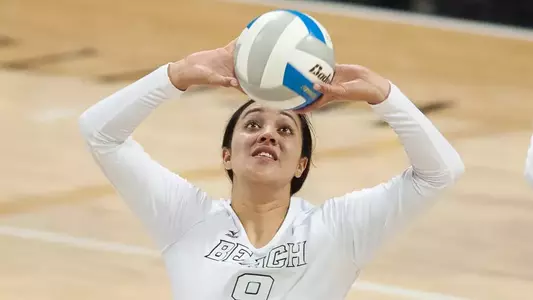 Jenelle Hudson averaged 13 assists per set to guide an efficient 49er attack.