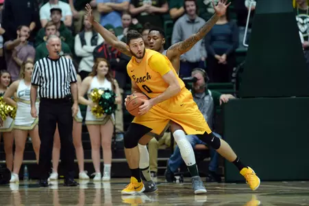 Dec 3, 2015; Fort Collins, CO, USA; Colorado State Rams forward Tiel Daniels (15) defends on Long Beach State 49ers forward Gabe Levin (0). Credit: Ron Chenoy-USA TODAY Sports