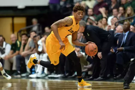 Dec 3, 2015; Fort Collins, CO, USA; Long Beach State 49ers guard Nick Faust (2) drives up court. Credit: Ron Chenoy-USA TODAY Sports