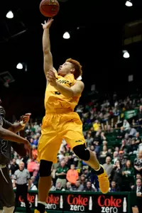 Dec 3, 2015; Fort Collins, CO, USA; Long Beach State 49ers guard Noah Blackwell (3) attempts a basket. Credit: Ron Chenoy-USA TODAY Sports