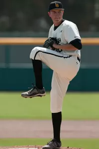 Junior Dave Smith threw five hitless innings of relief before running into trouble in the ninth, but still recorded his third win of the season.