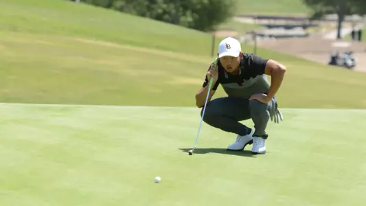 Senior Michael Chen is tied for seventh place with fellow teammate Daniel Chian after one round at the Big West Championship.  (Photo by Steve Chen/Big West)