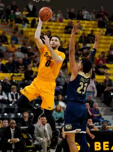 Feb 3, 2018; Long Beach, CA, USA; Long Beach State 49ers forward Gabe Levin (0) attempts a shot. Kelvin Kuo-USA TODAY Sports.