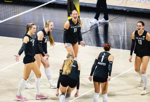 Women's Volleyball Point Celebration