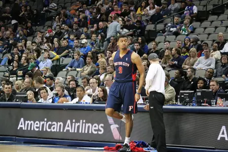 Tony Mitchell enters the game for the Detroit Pistons at the American Airlines Center on Jan. 26. Mitchell is shooting 83.3 percent in his second NBA Summer League season.