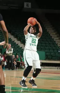 Senior guard BreAnna Dawkins has exactly 15 points in each of the Mean Green's two wins.