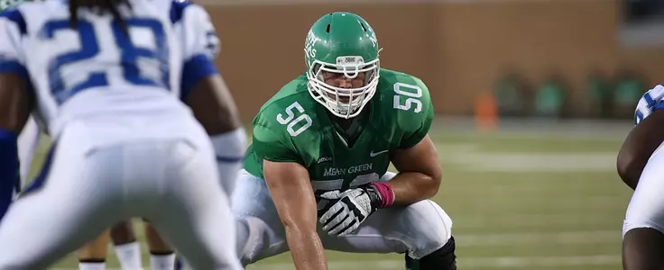 Kaydon Kirby has started at 25 straight games at center for the Mean Green