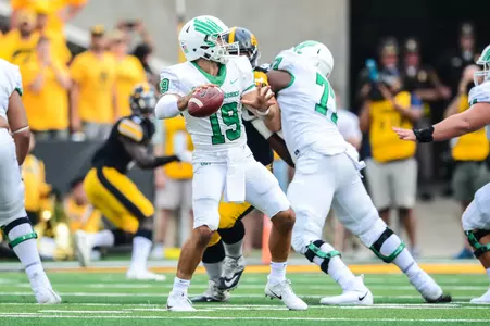 Quinn Shanbour threw his first career touchdown pass after entering Saturday's game when starting QB Mason Fine was injured. (photo by Jeffrey Becker-USA TODAY Sports)