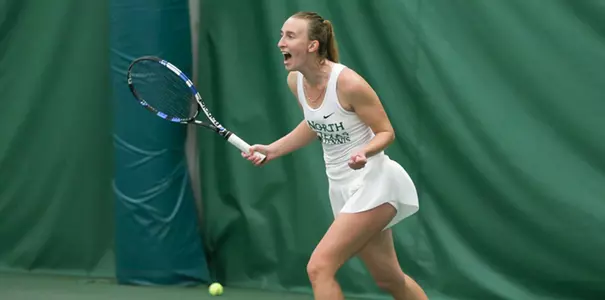 Maria Kononova versus FIU, Feb. 23, 2017 (Photo by Mark Woods)