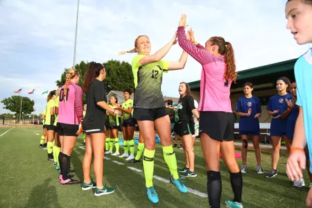DENTON, TX - AUGUST 10: Mean Green Soccer vs. Oklahoma at Mean Green Olympic Village in Denton on August 10, 2018 in Denton, Texas. (Photo by Rick Yeatts)