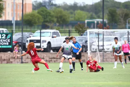 DENTON, TX - AUGUST 19: Mean Green Soccer vs Alabama at Mean Green Olympic Village in Denton on August 19, 2018 in Denton, Texas. (Photo by Rick Yeatts)