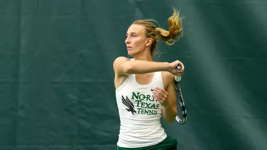 Plano, TX - April 14:  Maria Kononova during the North Texas Women’s Tennis dual match against the University of Arlington at the Lifetime Plano Tennis facility in Plano, TX. (Photo by Mark Woods/DFWsportsonline)