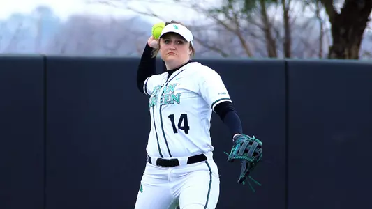 Hannah Gerecke makes a throw from the outfield