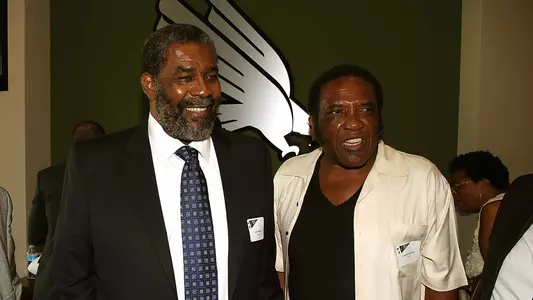 Joe Greene and Cedrick Hardman at the North Texas All-Century Team banquet in 2013