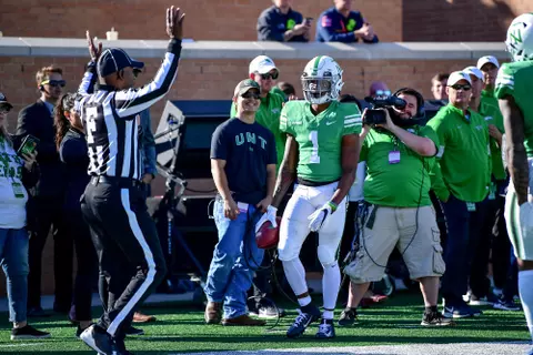 DENTON TX - November 2nd: - UTEP Miners vs North Texas Mean Green Football at Apogee Stadium in Denton, Texas. (Photo Credit):
Mean Green Sports/Manny Flores