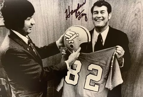 Hayden Fry with Flying Worm Uniform
