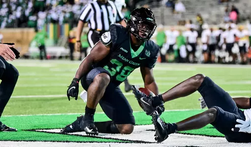 Denton, TX - October 15th, 2021:  Marshall Thundering Herd vs North Texas Mean Green at Apogee Stadium in Denton, Texas.  (Photo by Manny Flores)