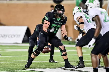 Denton, TX - October 15th, 2021:  Marshall Thundering Herd vs North Texas Mean Green at Apogee Stadium in Denton, Texas.  (Photo by Manny Flores)