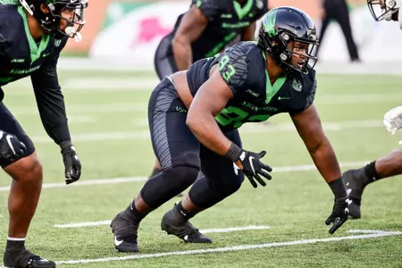 Denton, TX - October 15th, 2021:  Marshall Thundering Herd vs North Texas Mean Green at Apogee Stadium in Denton, Texas.  (Photo by Manny Flores)