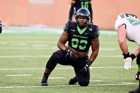 Denton, TX - October 15th, 2021:  Marshall Thundering Herd vs North Texas Mean Green at Apogee Stadium in Denton, Texas.  (Photo by Manny Flores)