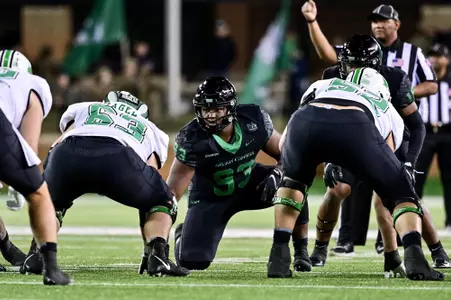 Denton, TX - October 15th, 2021:  Marshall Thundering Herd vs North Texas Mean Green at Apogee Stadium in Denton, Texas.  (Photo by Manny Flores)