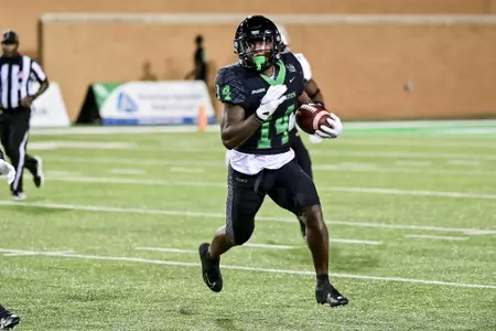 Denton, TX - October 15th, 2021: Marshall Thundering Herd vs North Texas Mean Green at Apogee Stadium in Denton, Texas. (Photo by Manny Flores)
