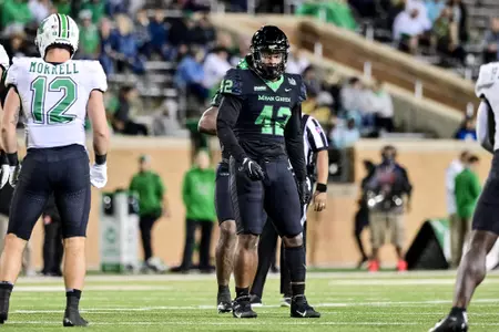 Denton, TX - October 15th, 2021: Marshall Thundering Herd vs North Texas Mean Green at Apogee Stadium in Denton, Texas. (Photo by Manny Flores)