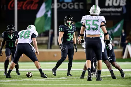 Denton, TX - October 15th, 2021: Marshall Thundering Herd vs North Texas Mean Green at Apogee Stadium in Denton, Texas. (Photo by Manny Flores)