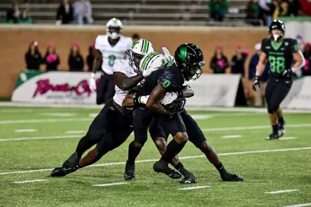 Denton, TX - October 15th, 2021: Marshall Thundering Herd vs North Texas Mean Green at Apogee Stadium in Denton, Texas. (Photo by Manny Flores)