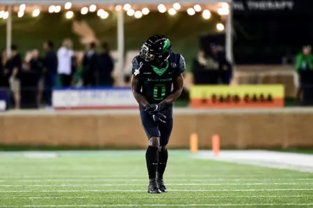 Denton, TX - October 15th, 2021: Marshall Thundering Herd vs North Texas Mean Green at Apogee Stadium in Denton, Texas. (Photo by Manny Flores)