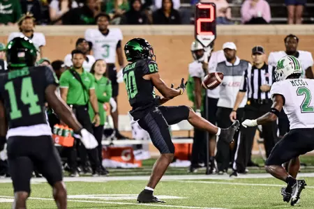 Denton, TX - October 15th, 2021: Marshall Thundering Herd vs North Texas Mean Green at Apogee Stadium in Denton, Texas. (Photo by Manny Flores)