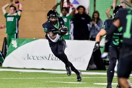 Denton, TX - October 15th, 2021: Marshall Thundering Herd vs North Texas Mean Green at Apogee Stadium in Denton, Texas. (Photo by Manny Flores)