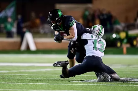 Denton, TX - October 15th, 2021:  Marshall Thundering Herd vs North Texas Mean Green at Apogee Stadium in Denton, Texas.  (Photo by Manny Flores)
