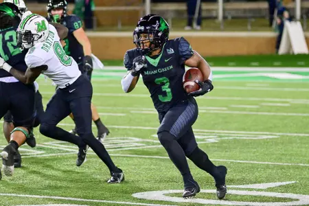 Denton, TX - October 15th, 2021: Marshall Thundering Herd vs North Texas Mean Green at Apogee Stadium in Denton, Texas. (Photo by Manny Flores)