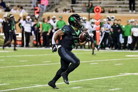 Denton, TX - October 15th, 2021: Marshall Thundering Herd vs North Texas Mean Green at Apogee Stadium in Denton, Texas. (Photo by Manny Flores)