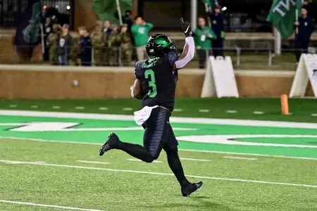 Denton, TX - October 15th, 2021: Marshall Thundering Herd vs North Texas Mean Green at Apogee Stadium in Denton, Texas. (Photo by Manny Flores)