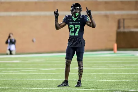 Denton, TX - October 15th, 2021:  Marshall Thundering Herd vs North Texas Mean Green at Apogee Stadium in Denton, Texas.  (Photo by Manny Flores)