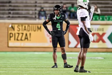 Denton, TX - October 15th, 2021: Marshall Thundering Herd vs North Texas Mean Green at Apogee Stadium in Denton, Texas. (Photo by Manny Flores)