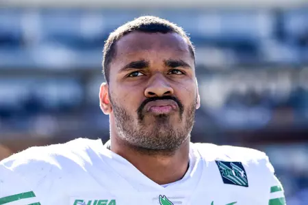 Hattiesburg, MS - November 6th, 2021: North Texas Mean Green at M. M. Roberts Stadium in Hattiesburg, Mississippi. (Photo by Manny Flores)