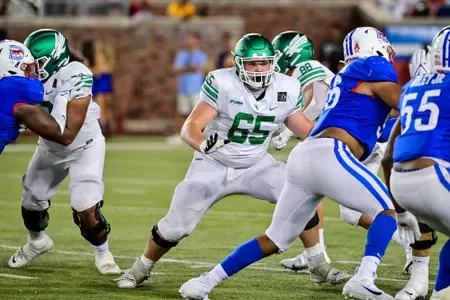 Gabe Blair blocks against SMU