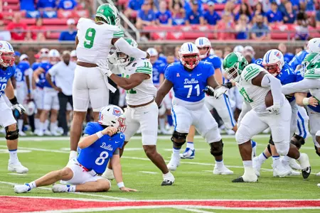 Dallas, TX - September 11th, 2021:  
North Texas Mean Green vs SMU Mustangs at Gerald J. Ford Stadium in Dallas, Texas.  (Photo by Manny Flores)
