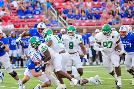 Dallas, TX - September 11th, 2021:  
North Texas Mean Green vs SMU Mustangs at Gerald J. Ford Stadium in Dallas, Texas.  (Photo by Manny Flores)