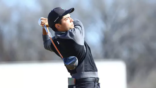 Diego Prone tees off at the Trinity Forest Invitational