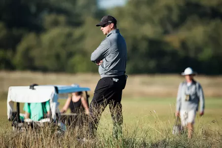 Head coach Brad Stracke at the 2022 Trinity Forest Invitational