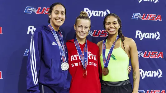 Saylor Hawkins with the bronze medal for 3-meter at C-USA Championships