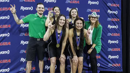 The 4x100yd Freestyle Championship Final is photographed as part of the 2022 Conference USA Swim and Dive Championships hosted by Liberty University in the Liberty University Natatorium on February 26th, 2022. (Photo by Chase Gyles)