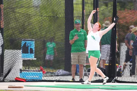 DENTON, TX - APRIL 6: University of North Texas Track & Field at North Texas Mean Green Athlete Field in Denton on April 6, 2019 in Denton, Texas