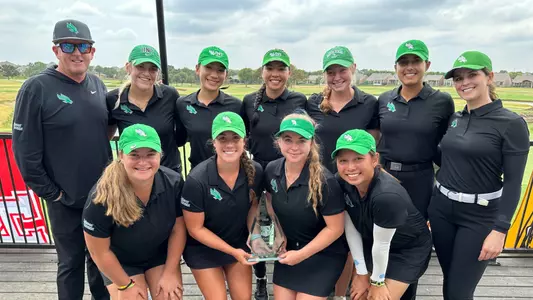 UNT women's golf team after its runner-up showing at the Sam Golden Invitational on Sept. 12, 2023.
